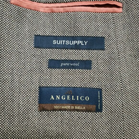 Suitsupply Mens Pure Wool Blazer Jacket Size 38L Brown Beige Angelico Italy - Picture 5 of 6